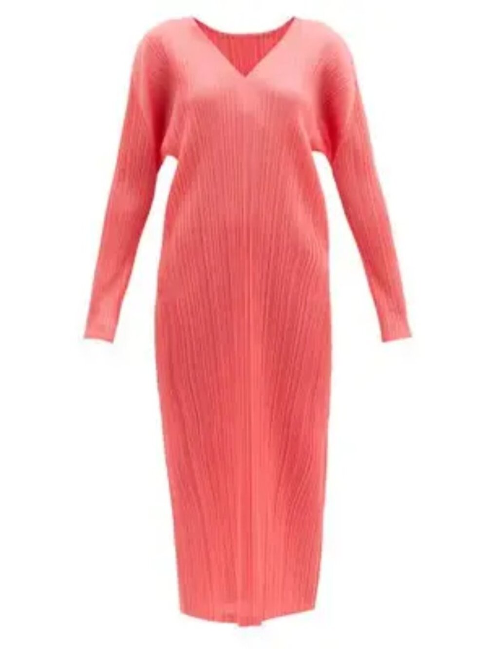 Pink Pleats Please Issey Miyake December Long-Sleeve Midi-Dress (Size 3)